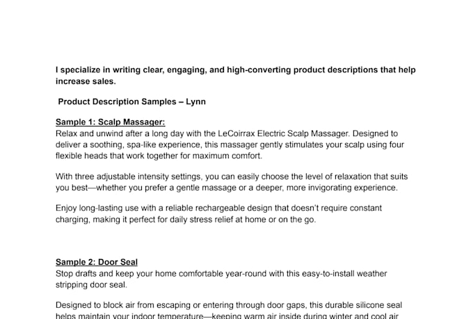 write high converting product descriptions
